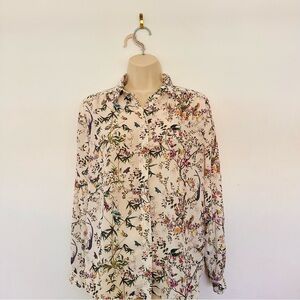 H&M Women’s Floral Birds Blouse Size 2 Small
